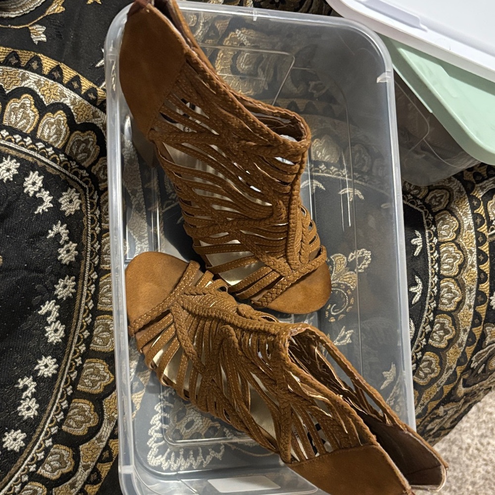 G by Guess Brown Cutout Heels